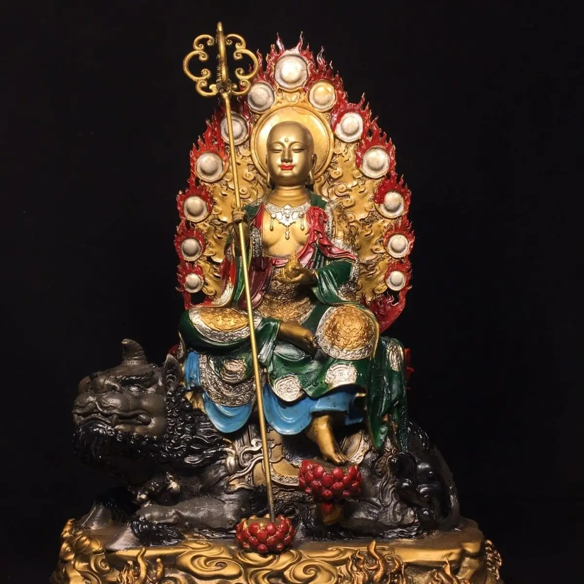 Seiko pure copper painted Kizo King Bodhisattva is 25cm wide, 35.5cm high, 14cm thick and weighs about 3.5kg