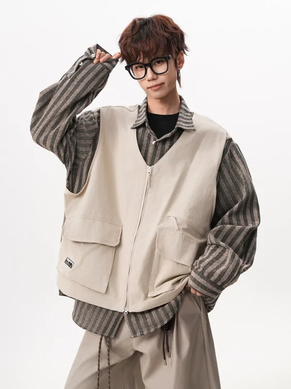 

TANGZ Studio Vintage Patchwork Work Shirt Casual Men's Women's Design Trendy Brand Outerwear Windproof Long Sleeve Buttoned