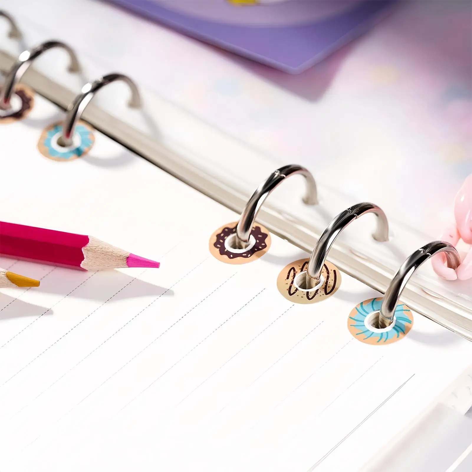 Binder-Loch-Aufkleber, runde, klebrige Verstärker, selbstklebende Lochschutz für Papier zum Zeichnen, lose Notizen, Paketbuch