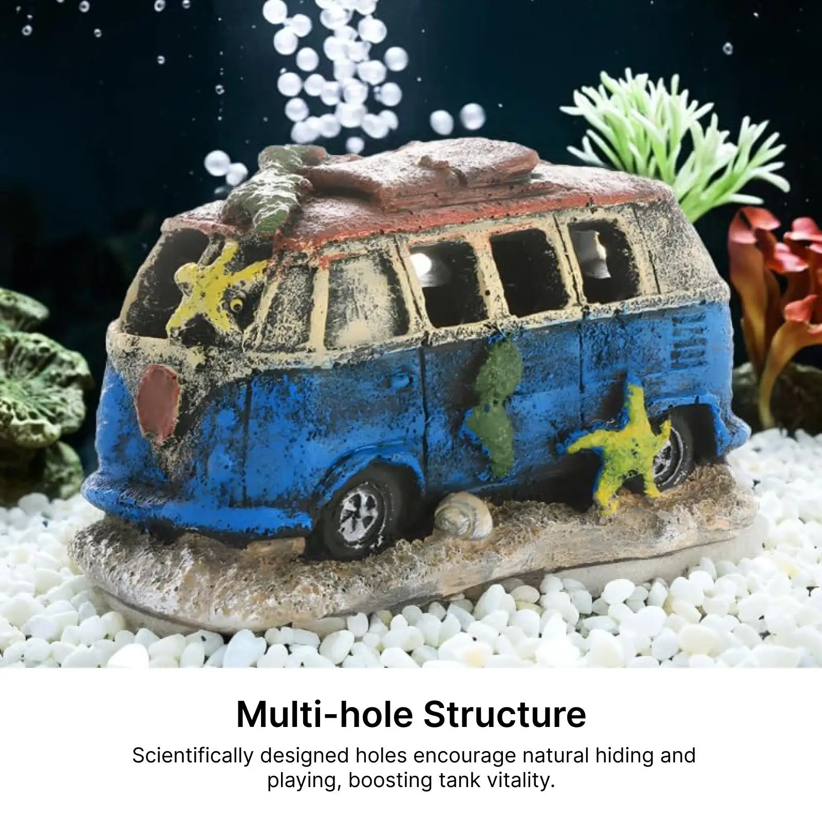 Decoración acuario coche accidentado – cueva camarones - imagen 2