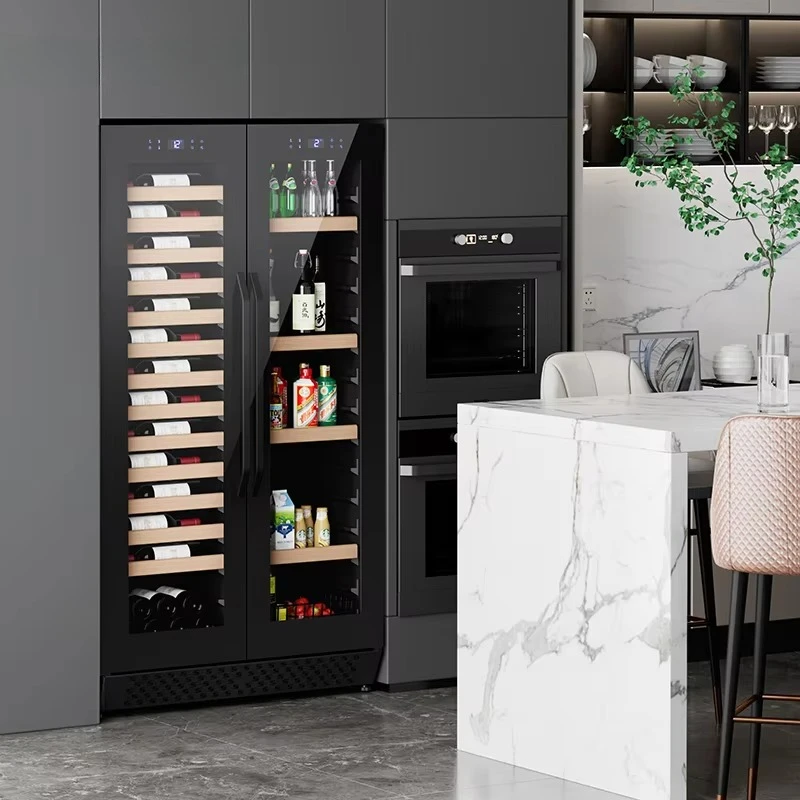 Luxury Black Dual Temperature Refrigerator Cabinet Home Hotel Electric Large Capacity Wine Beverage Coolers