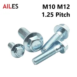 Metric Fine Thread Tooth M0 M12 External Hexagon Flange Bolts 8.8 Grade White Zinc Plated Hexagonal Flange Screws 1.25 Pitch