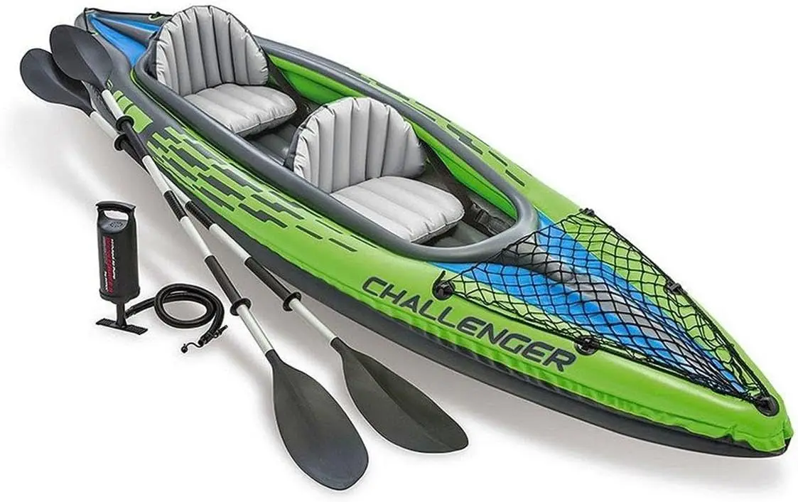 Challenger Inflatable Kayak Series: Includes Deluxe 86in Kayak Paddles and High-Output Pump – SuperStrong – Adjustable