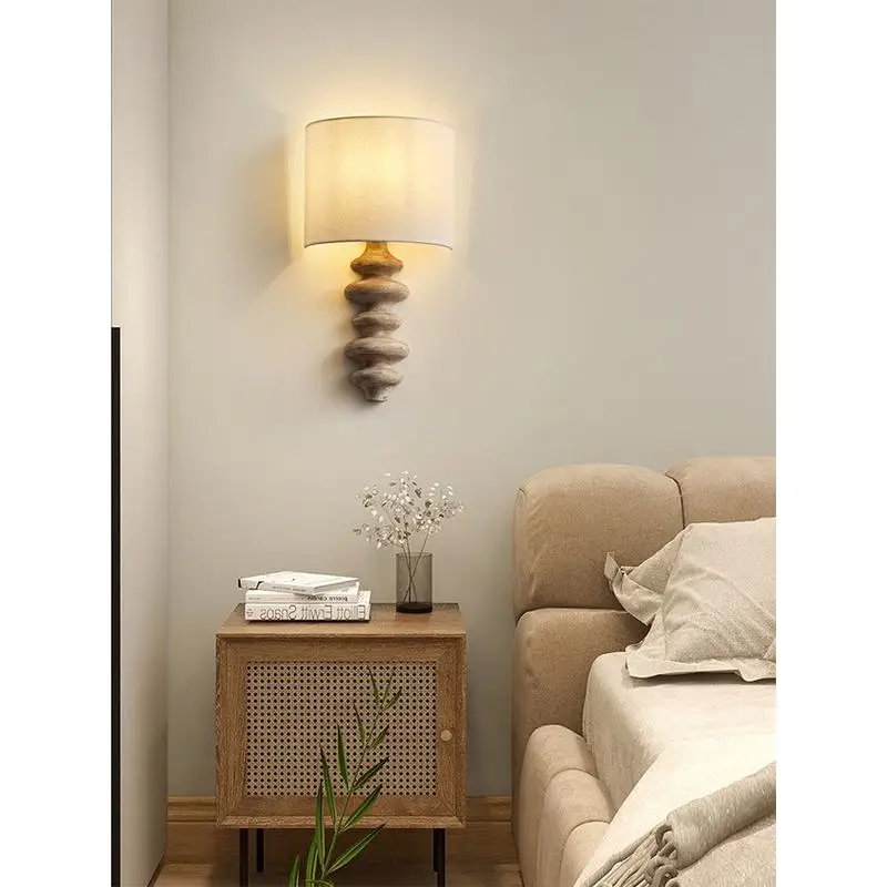 Living room wall lamp, study bedside lamp, spiral solid wood American bedroom corridor lamp