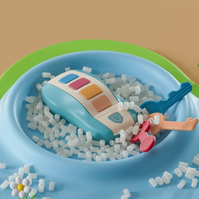 Juego de simulación de llaves de coche, 4 sonidos, 10 canciones, luz fría, juguete de llave simulada para niños para educación temprana, azul