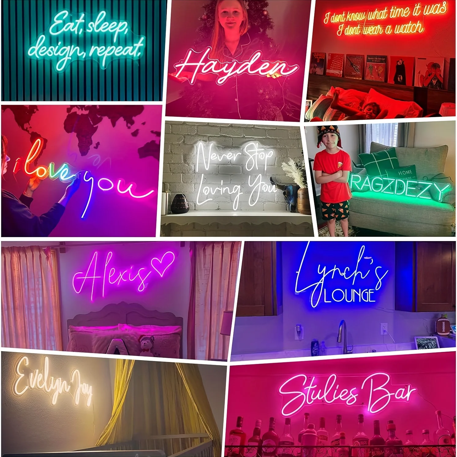 Insegna al neon personalizzata Luce al neon a LED personalizzata con dimmer Luce USB per camera da letto/matrimonio/festa/sala giochi/camera delle ragazze/bar