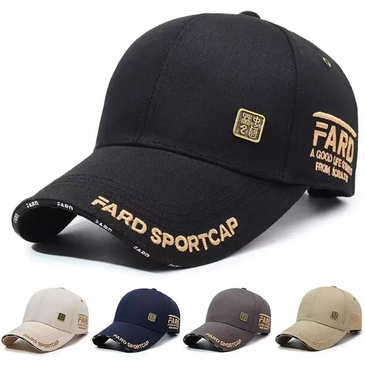 Unisex FROM SCRATCH Baseballkappen mit Stickerei, für Frühling und Herbst, für den Außenbereich, verstellbare Freizeithüte, Sonnenschutzhut, Sportkappe