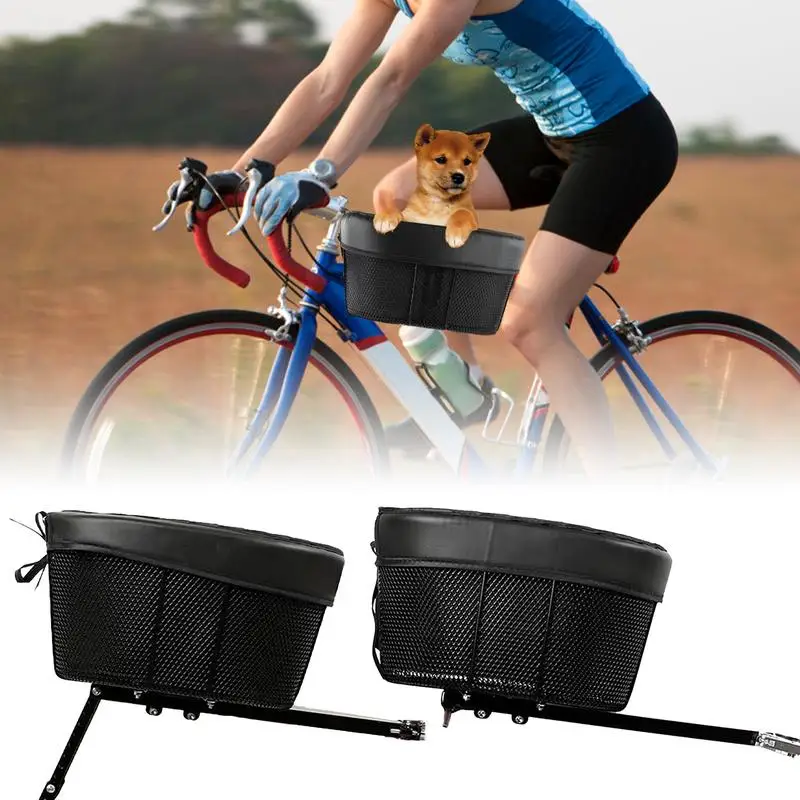 Handlebar Basket For Dog Dog Cycling Handlebar Basket Detachable Folding Basket Multi-Purpose Waterproof Basket For Pet Shopping