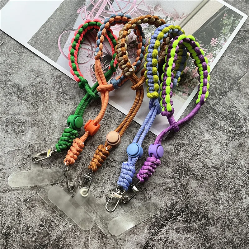 Correa de mano trenzada para teléfono móvil, correa de muñeca ajustable para colgar llaves, accesorios antipérdida