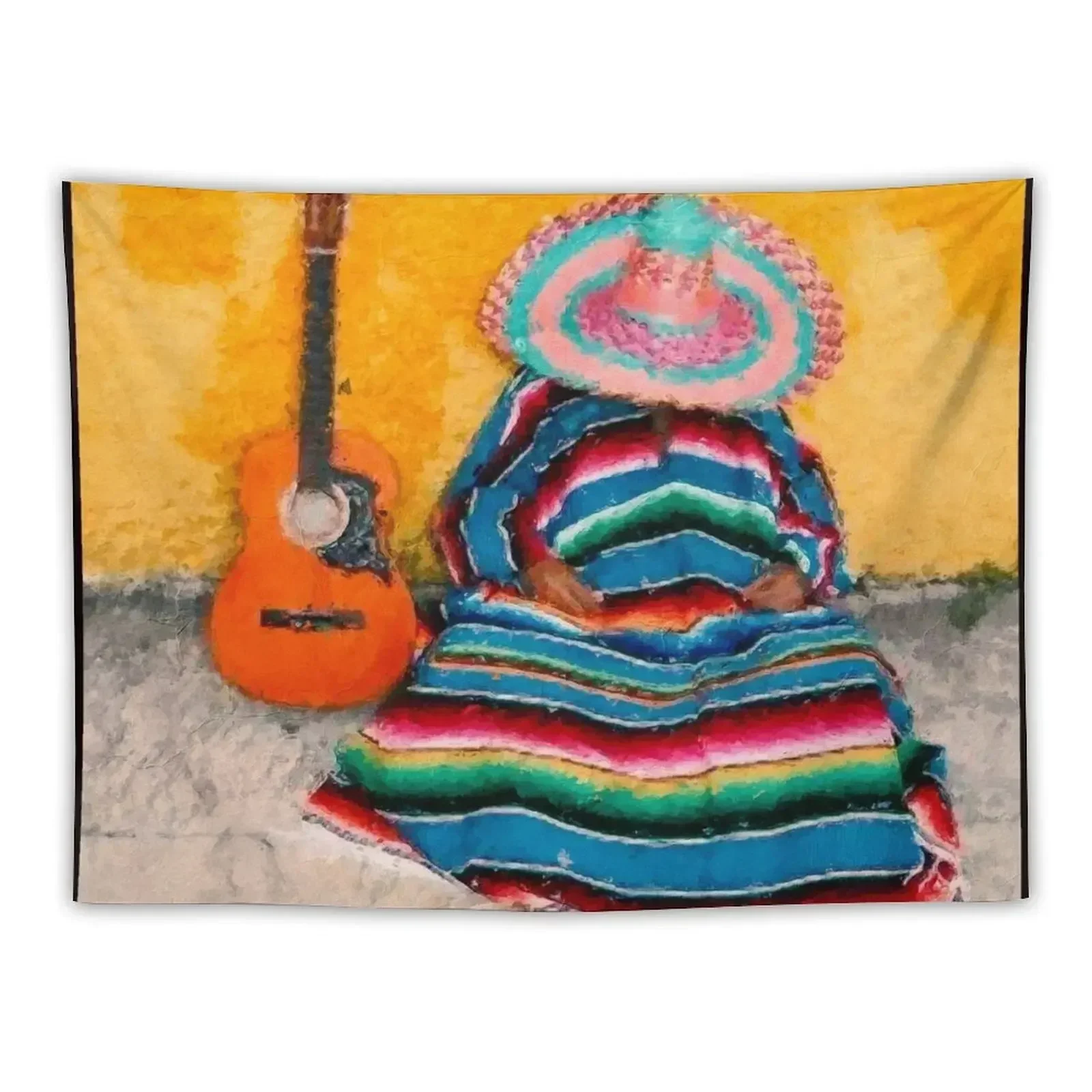 Siesta - Mexican man having a siesta under his sombrero Tapestry Art Mural Room Aesthetic Decor Tapestry