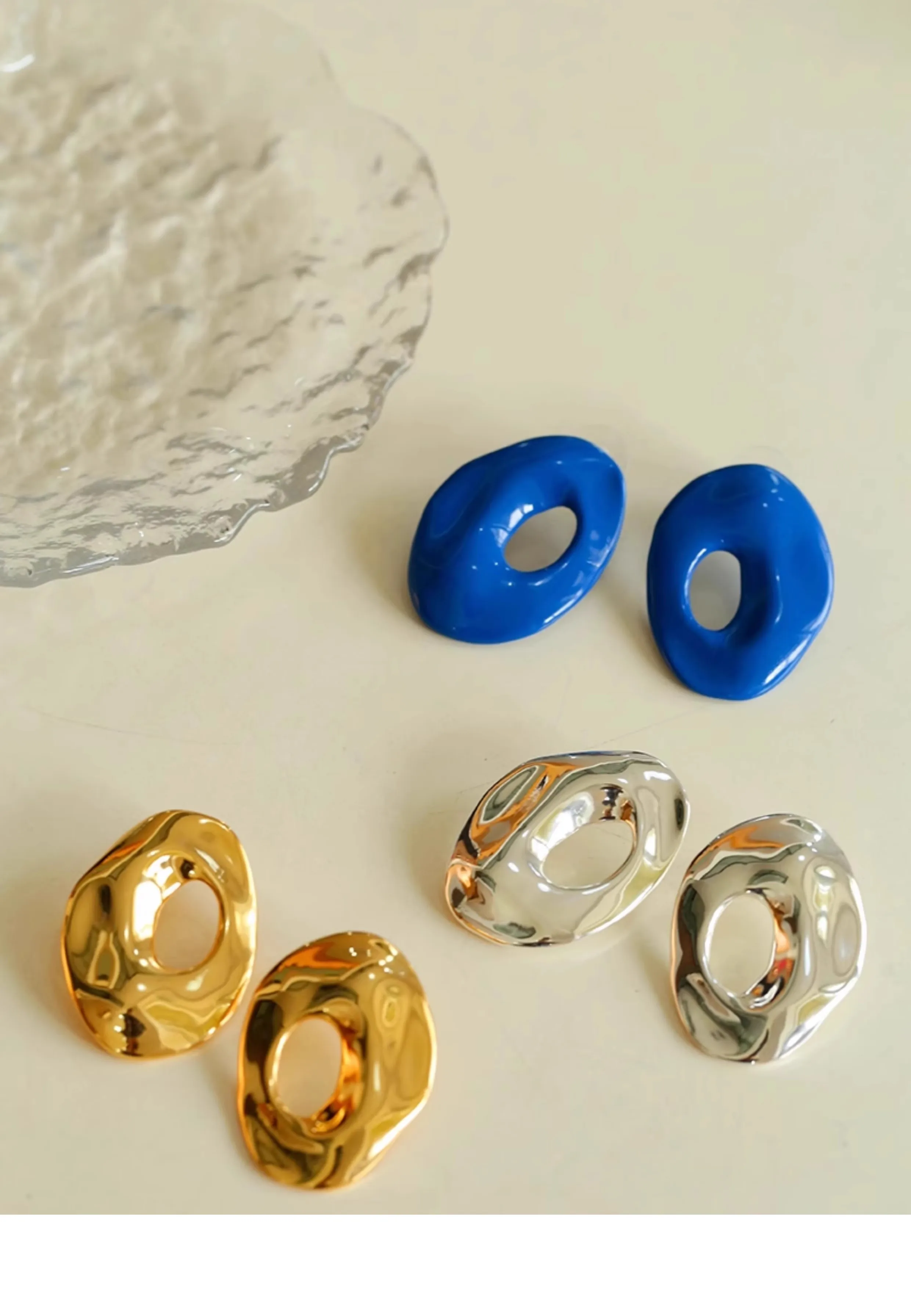 

Brass With 18K Gold Big Cutout Stud Earrings Women Jewelry Punk Party T Show Gown Runway Korean Japan INS