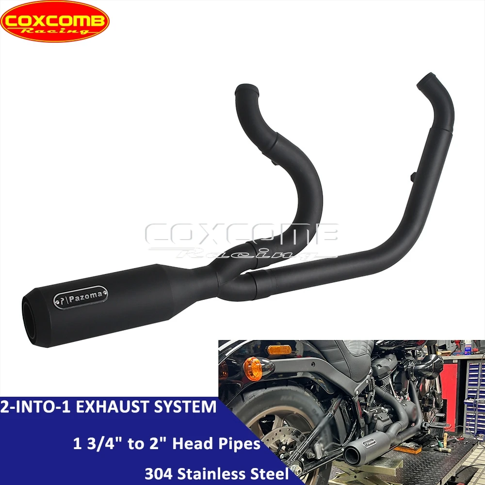 For Harley Softail Fat Bob FXFB FXFBS Standard FXST Motorcycle Slip On Exhaust 1.75