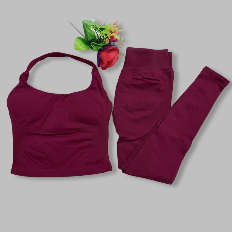 2 Stuks Impact Gym DFNNYE Halter Top Sportkleding Dames Yoga Set Sportkleding Sportpakken Fitness Trainingspakken Top Gym Leggings Set