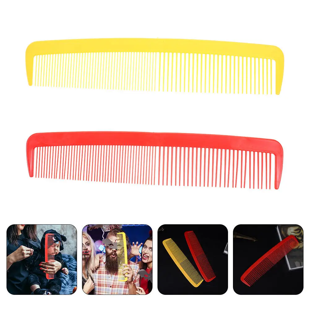 

2 шт. Гигантская пластиковая расческа-реквизит, очень большая, с широкими зубьями, для костюма клоуна, комедийных представлений, Хэллоуина, вечеринок, выступлений, фотосессий