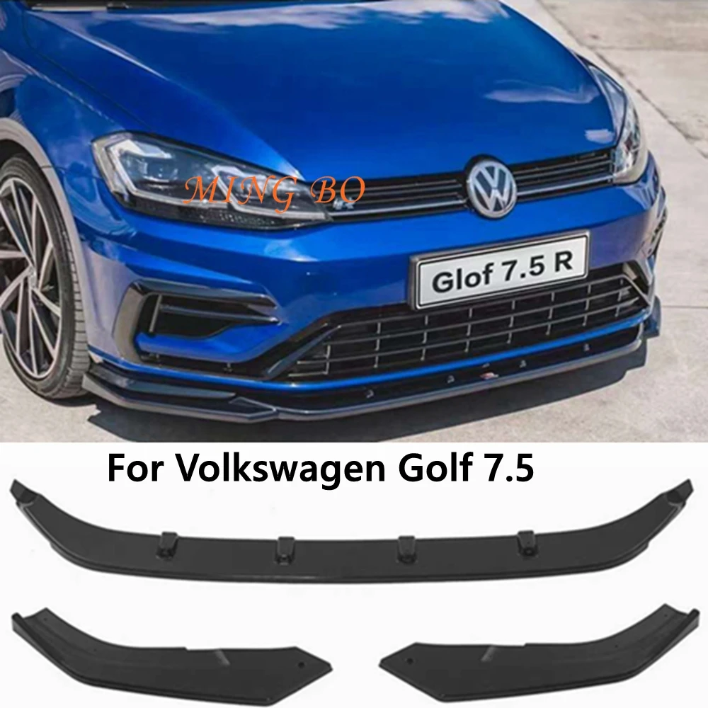 

For Volkswagen GOLF 7.5 RLINE/R MAX 3-Segment Bumper Diffuser Front Lip Body Kit ABS Material black carbon fiber look