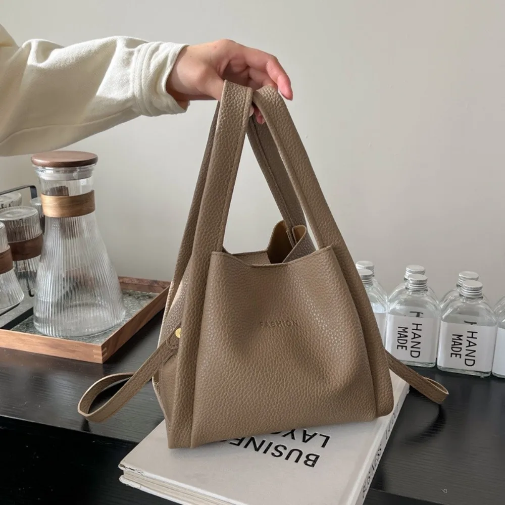 

Solid Color Leather Top-handle Bags Korean Style Large Capacity Female Shoulder Bag Messanger Bag Fashion Crossbody Totes Daily