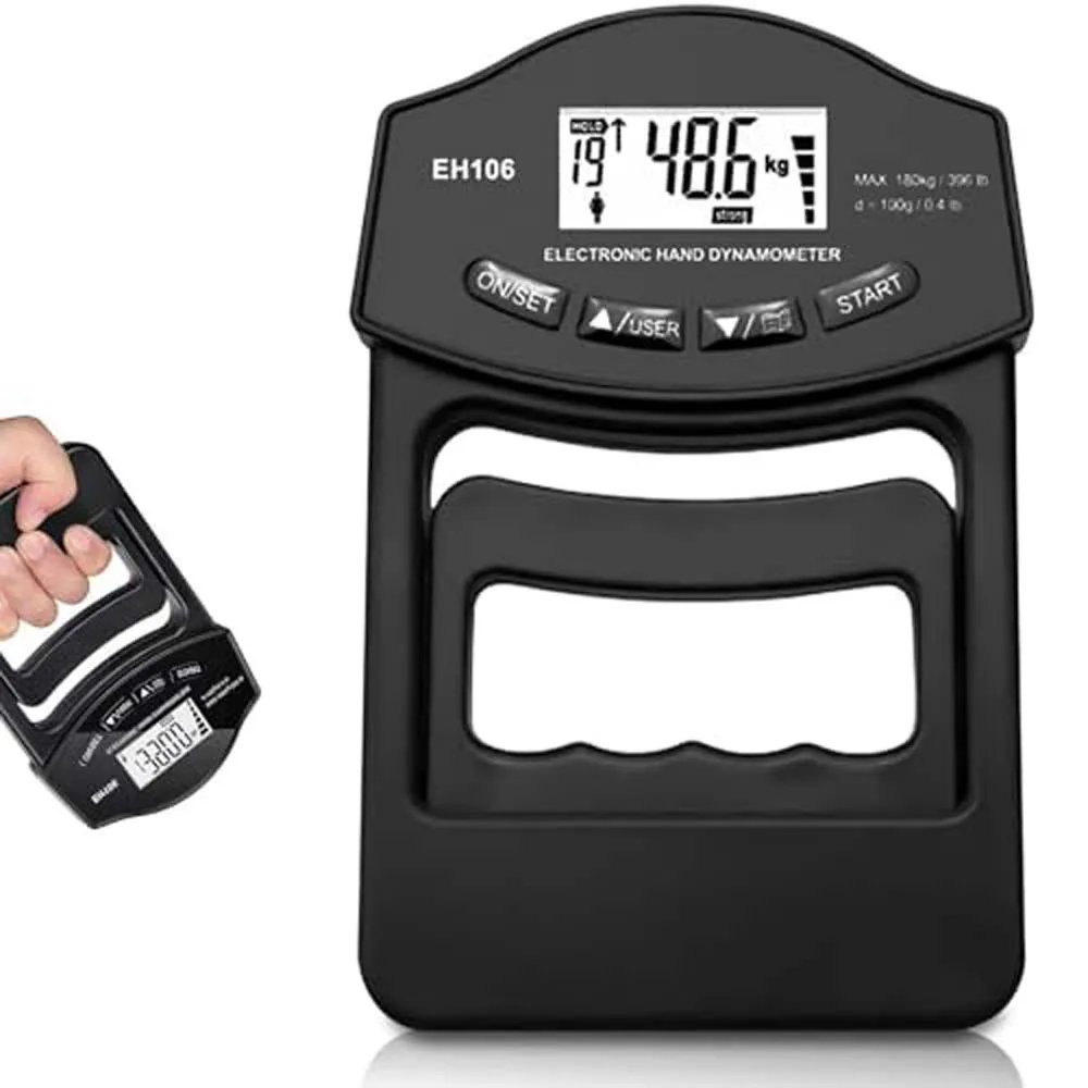Grip Strength Tester 396Lbs/180Kg Grip Strength Meter Digital Hand Dynamometer USB LCD Screen Hand Grip for Power Training Sport