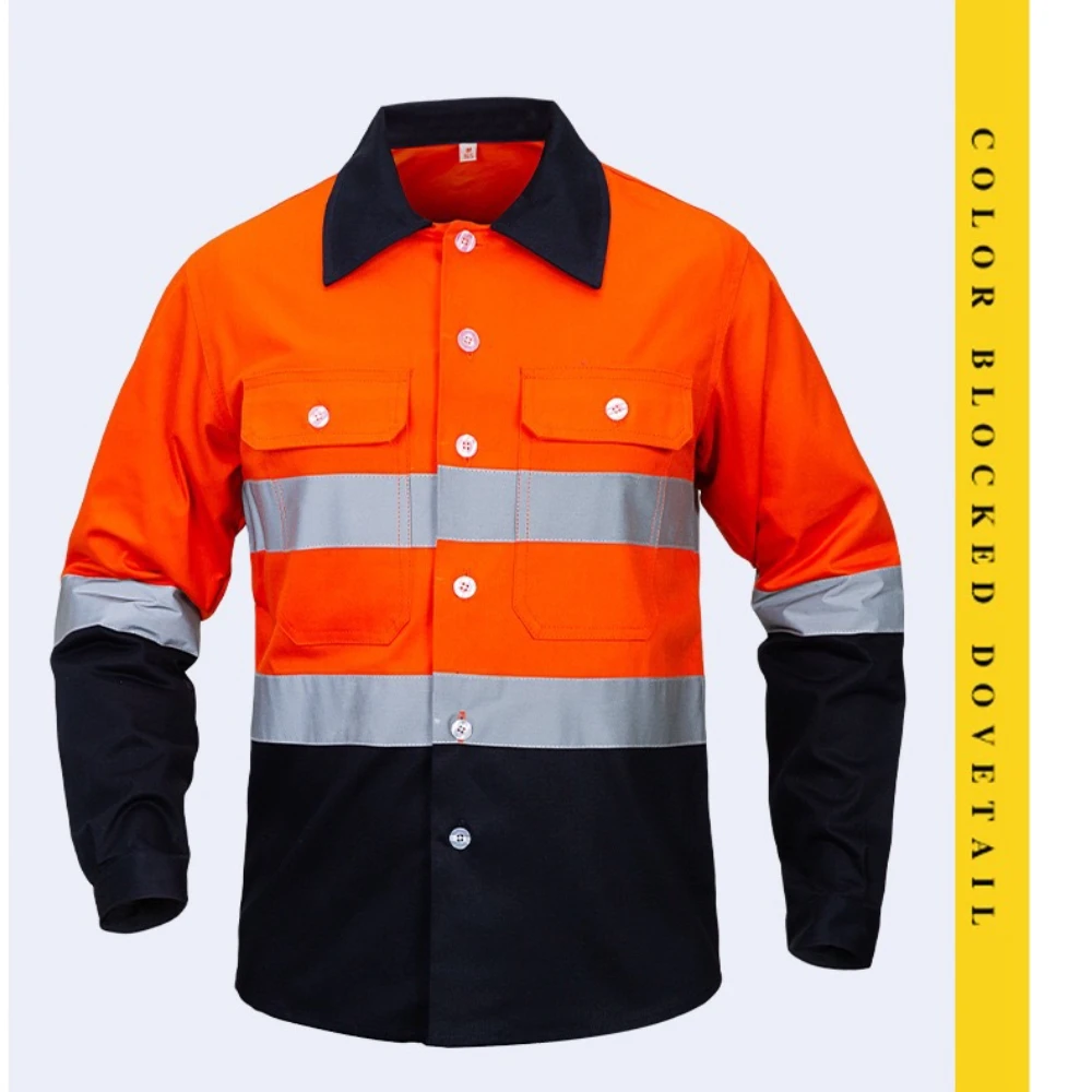 

Safety Reflective Clothing Construction Site Highly Reflective Shirt Long Sleeved Night Construction Labor Protection Clothing