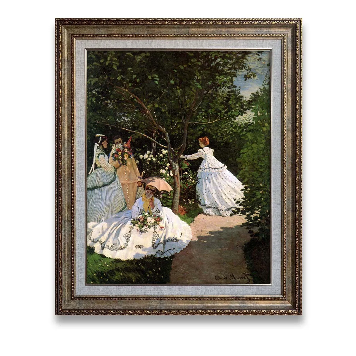 Hnad painted landscape oil painting on canvas famous painting reproduction of Women in the garden by Claude Monet free shipping