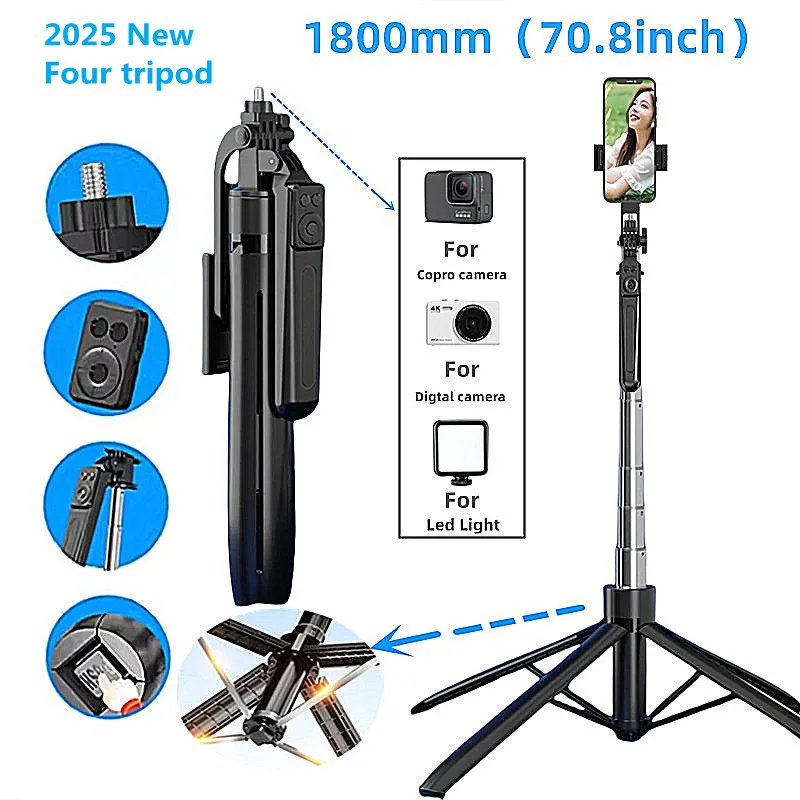 FGCLSY Portable selfie tripod wireless remote control Selfie stick bracket with light For video recording and live streaming