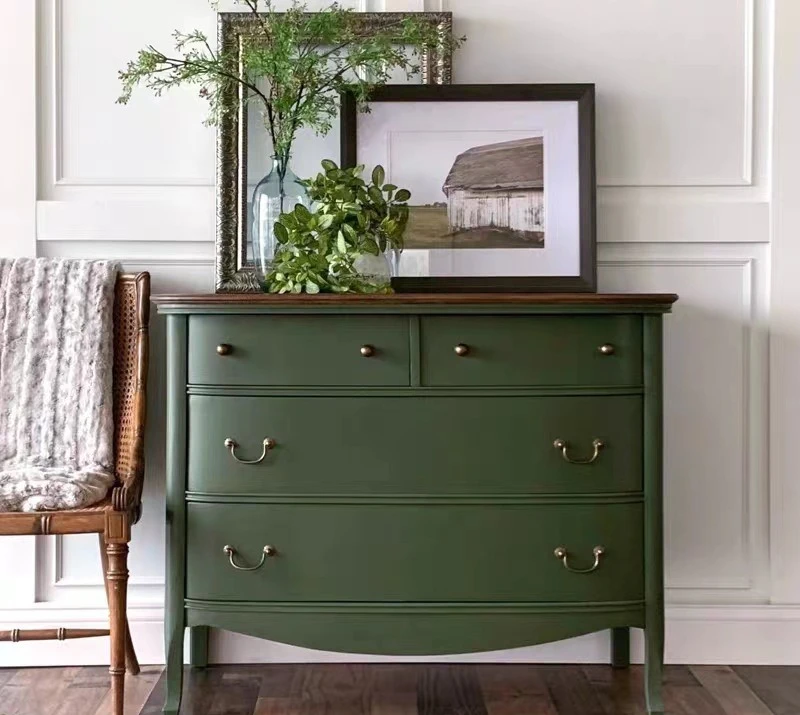 Simple French American living room bedroom locker retro green drawer chest