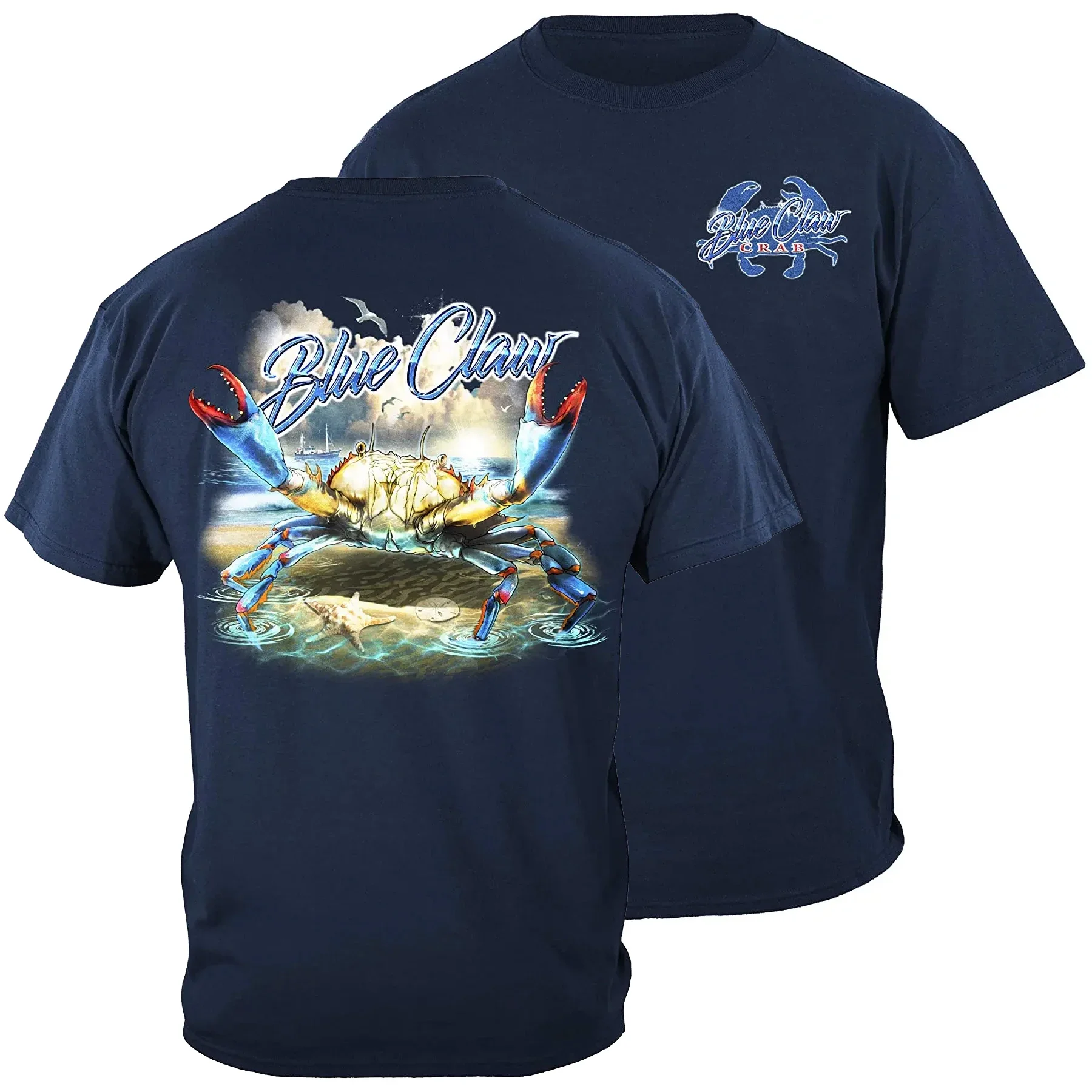 Marine Fishing Blue Claw Crab Fashion Fisherman Gift T-Shirt 100% Cotton O-Neck Short Sleeve Casual Mens T-shirt Size S-3XL