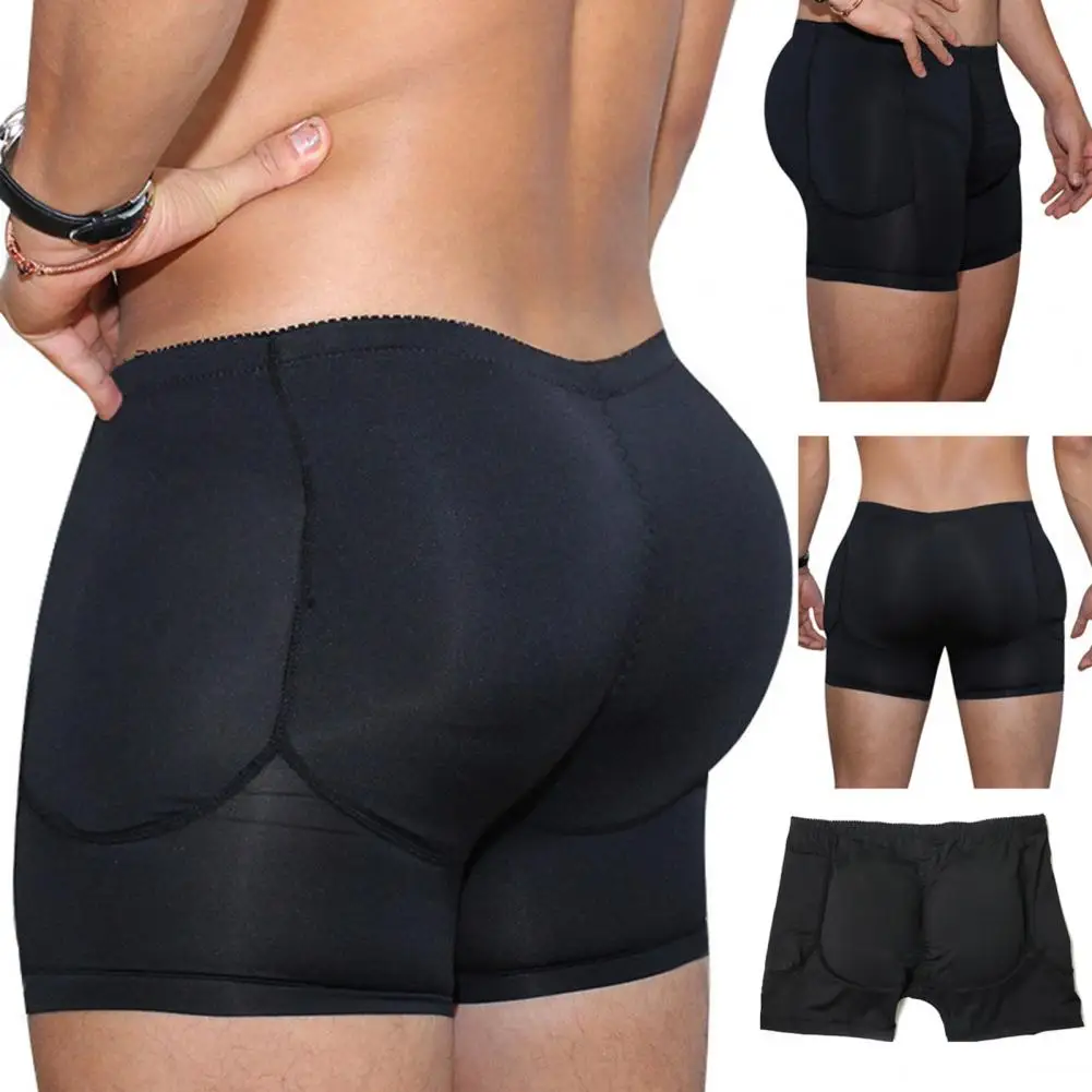 Men Underpants Pad Filling Shapewear Thick Fake Butt Butt Lifted Solid Color Anti-septic Men Boxers Underwear Butt Lifter