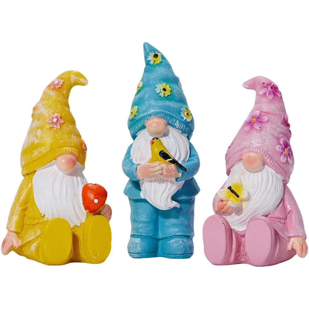 3pcs Resin Gnome Statue European Garden Ornament Outdoor Decor for Lawn Yard Patio Tabletop Shelf and Outdoor Space
