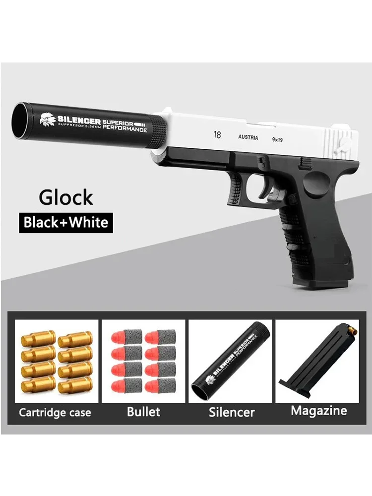 ANewest Glock18 Shell Ejecting Pistol Soft Bullet Toy Gun Weapon Children Armas Shoot Outdoor Game Boys Gift