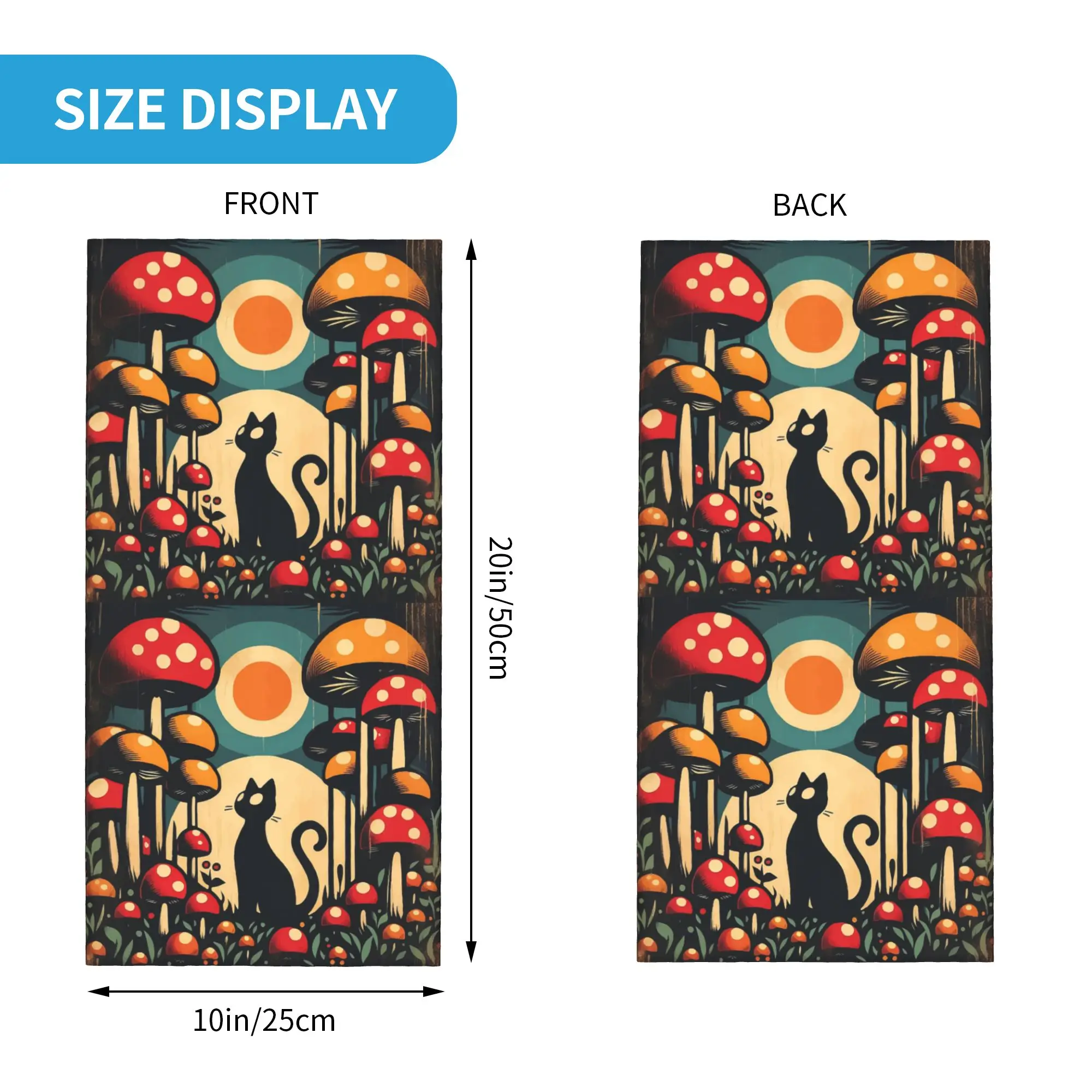 Black Cat in Mushroom Garden Bandana Neck Gaiter Printed Wrap Mask Scarf Cycling Scarf Cycling for Men Women Adult Breathable