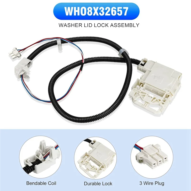 A005-WH08X32657 WH08X31222 قفل غطاء الغسالة لمفتاح غطاء بديل للغسالات GE