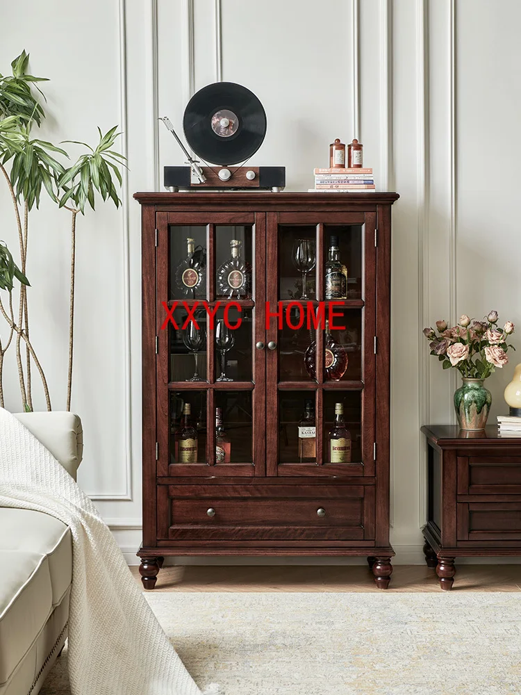 

Деревянная стена для гостиной, маленький винный шкаф, ретро шкаф с стеклянной дверью