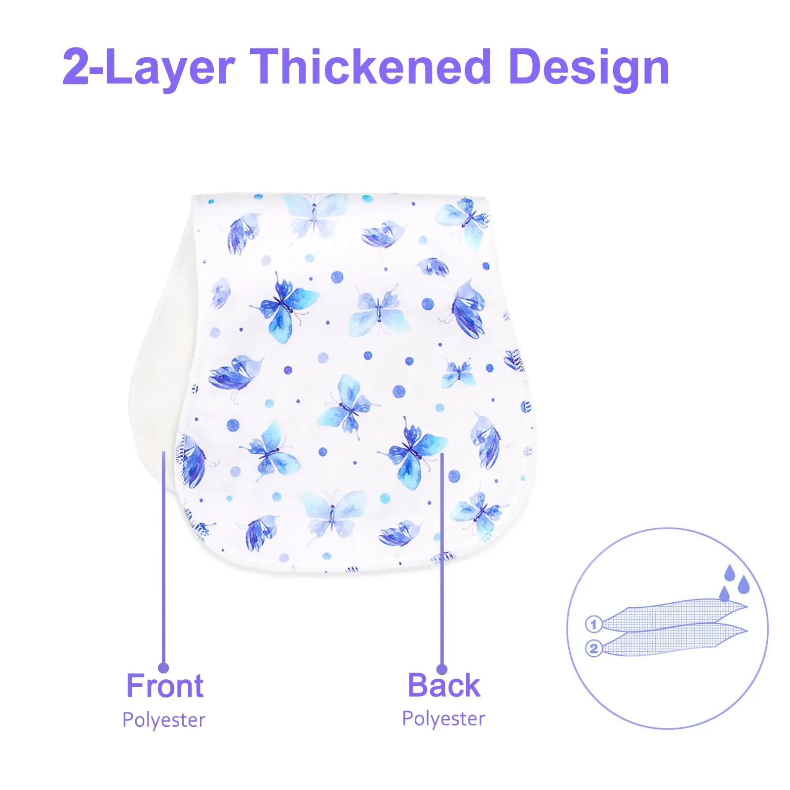 Benoxine 10-Pack Baby Burp Cloths Soft Microfiber Front and Non-Slip Polyester Fleece Back Absorbent Figure-8 Shoulder Burping Rags Large 47 x 22 cm Spit-Up Towels for Newborn Girls 0-36 Months 2