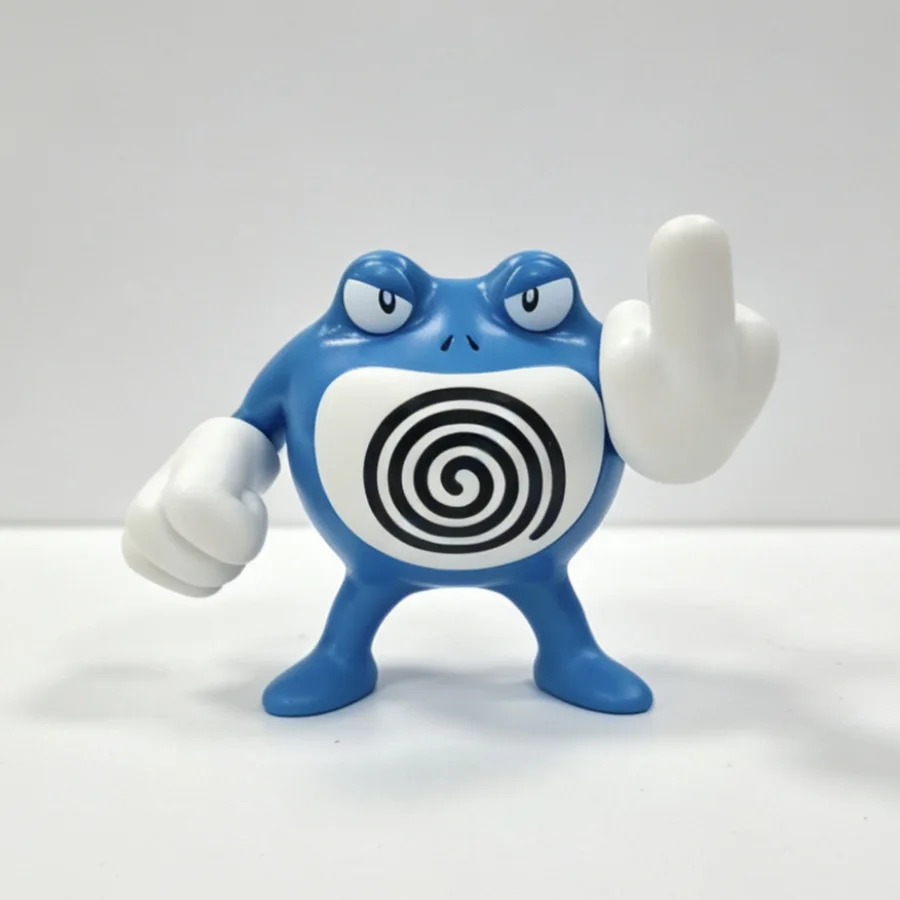 Pokemon Poliwrath Actionfigur Anime PVC-Modell Spielzeug Mittelfinger-Geste Desktop-Ornament Heimdekoration für Erwachsene Sammler