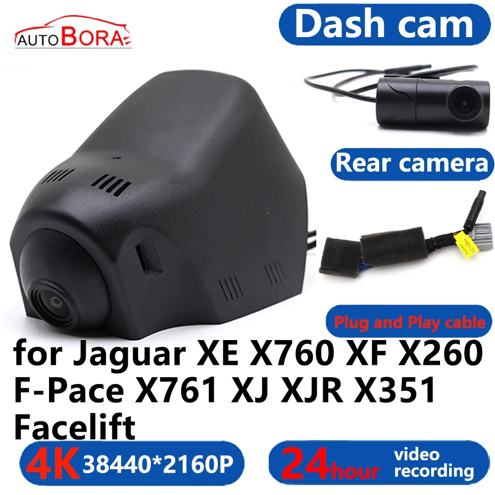 

AutoBora 4K Wifi 3840*2160 Car DVR Dash Cam Camera 24H Video for Jaguar XE X760 XF X260 F-Pace X761 XJ XJR X351 Facelift