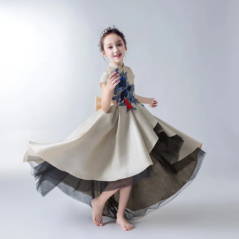 

Custom High Low Flower Girl Dress With Embroidery For Wedding Birthday Party Pageant Princess Formal Gown فساتين بنات