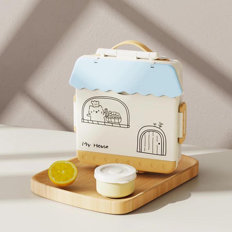 Adult Lunchbox with 4 Compartments, Microwave Safe, Leak-proof, Includes Cutlery (spoon, Fork), Portable Cutlery