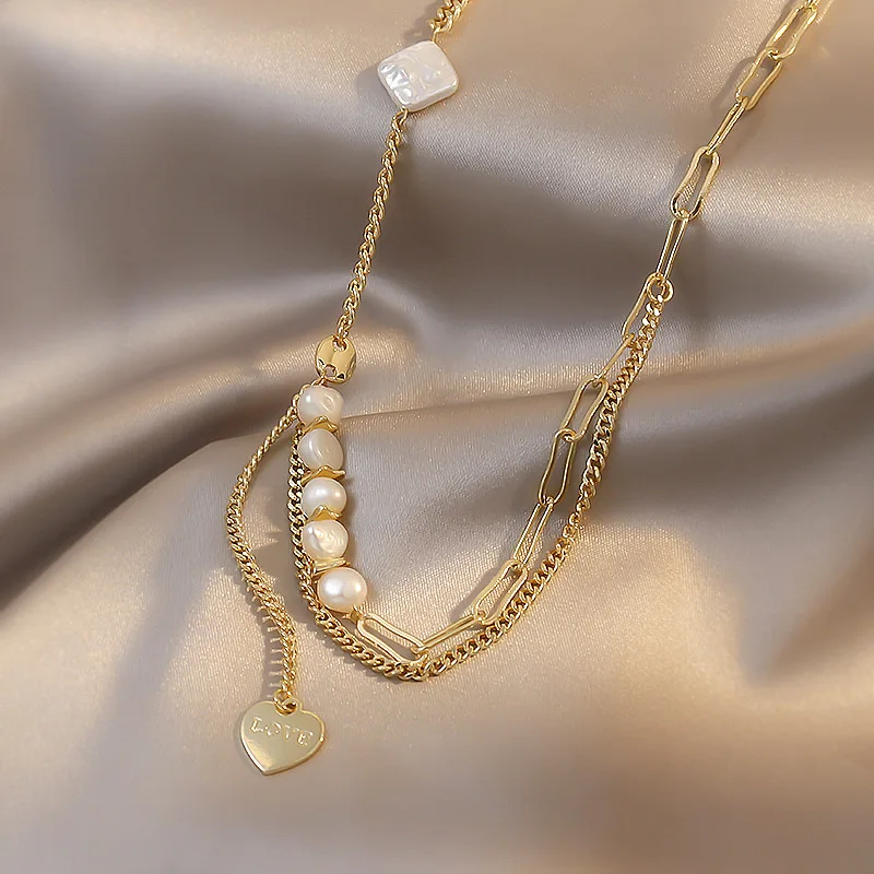 Romantic Love Heart Natural Baroque Freshwater Pearl 14K Gold Filled Female Necklace For Women Wedding Gifts No Fade