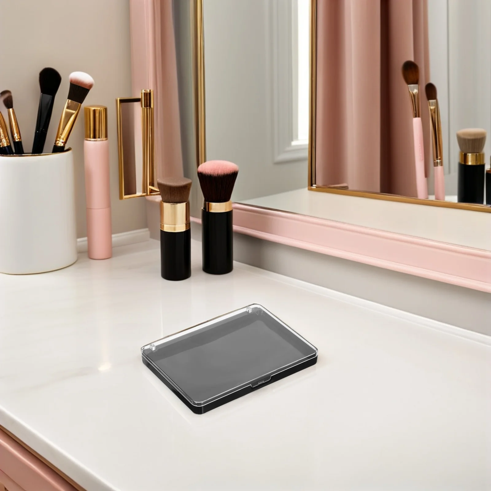 

2 Pcs Makeup Storage Box Eyeshadow Organizer Empty Blush Palette Lipstick Case Pan Plastic Platte
