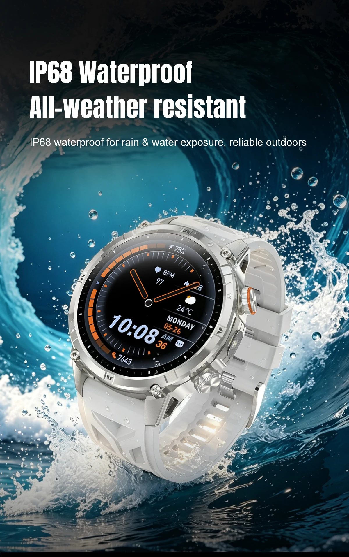 2026 neue 1400mAh Ultra-Langzeit-Standby-Smartwatch, speziell für Outdoor-Abenteuersportarten, drahtlose Kommunikation und Kompass entwickelt. – Detail 5