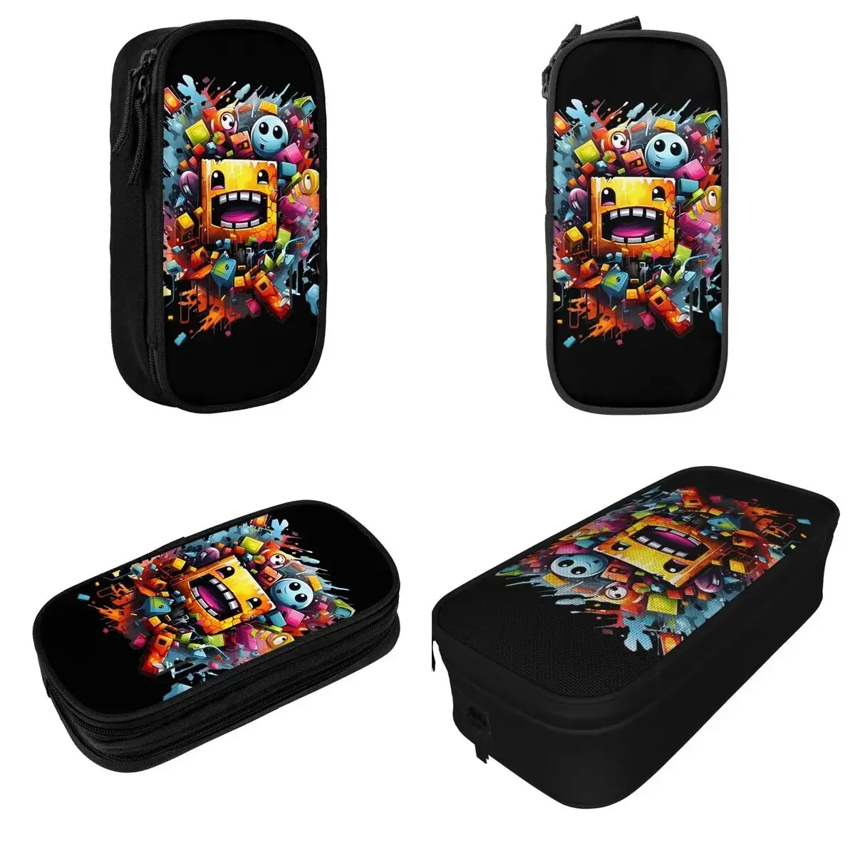 

Runner Geometry Dash Game Pencil Case Geometric Dash Pencil Box Pen for Student Large Storage Bag School Supplies Stationery