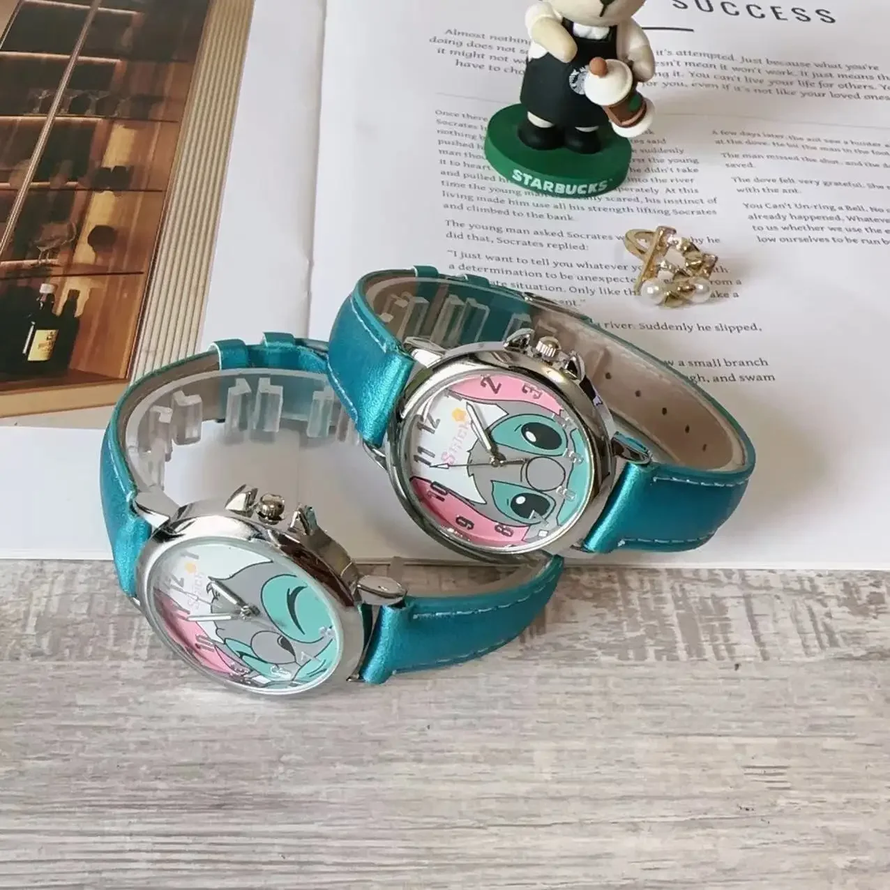 Disney StarCraft Baby Stitch Children's Watch Boys Cartoon Waterproof Leather Watch Kids Watches Boys Kids Watch Clock Watches