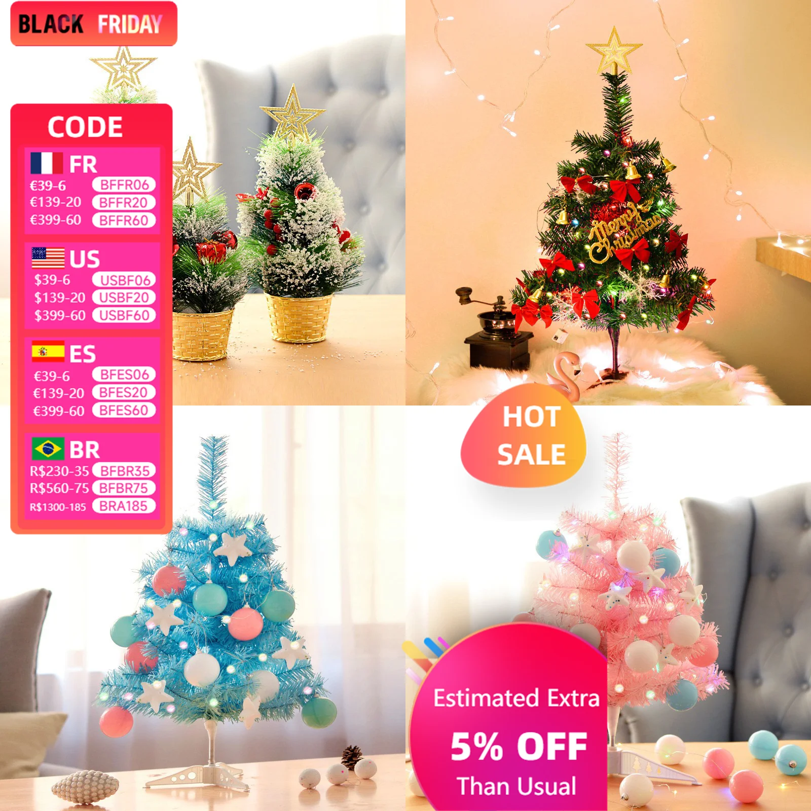 

Mini Small Christmas Tree 60cm Package Window Hotel Shopping Mall Counter Tabletop Ornament Christmas Ornament