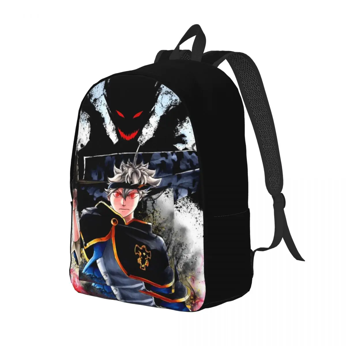 Mochila Black-Clovers para hombre y mujer, morral fresco de lona para estudiantes, senderismo, viaje, aventura, fantasía, Anime oscuro, portátil, al aire libre