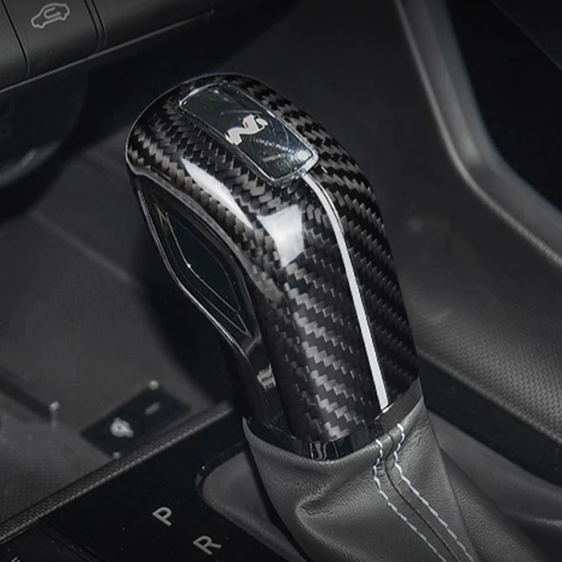 

Real Dry Carbon Fiber Car Decoration Sticker For Hyundai Elantra N CN7 i30N Kona N Line Gear Head Shift Knob Cover Trim Sticker