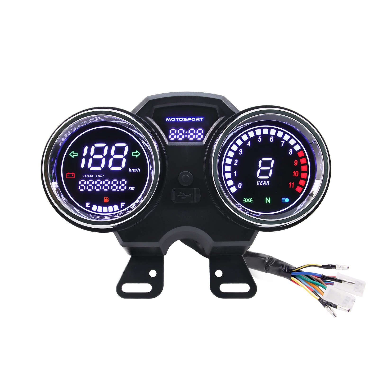 AD Motorcycle Digital Board Universal LCD Odometer Speedometer Meter Instrument Moto Dashboard Hour Counter Tachometer with Gear