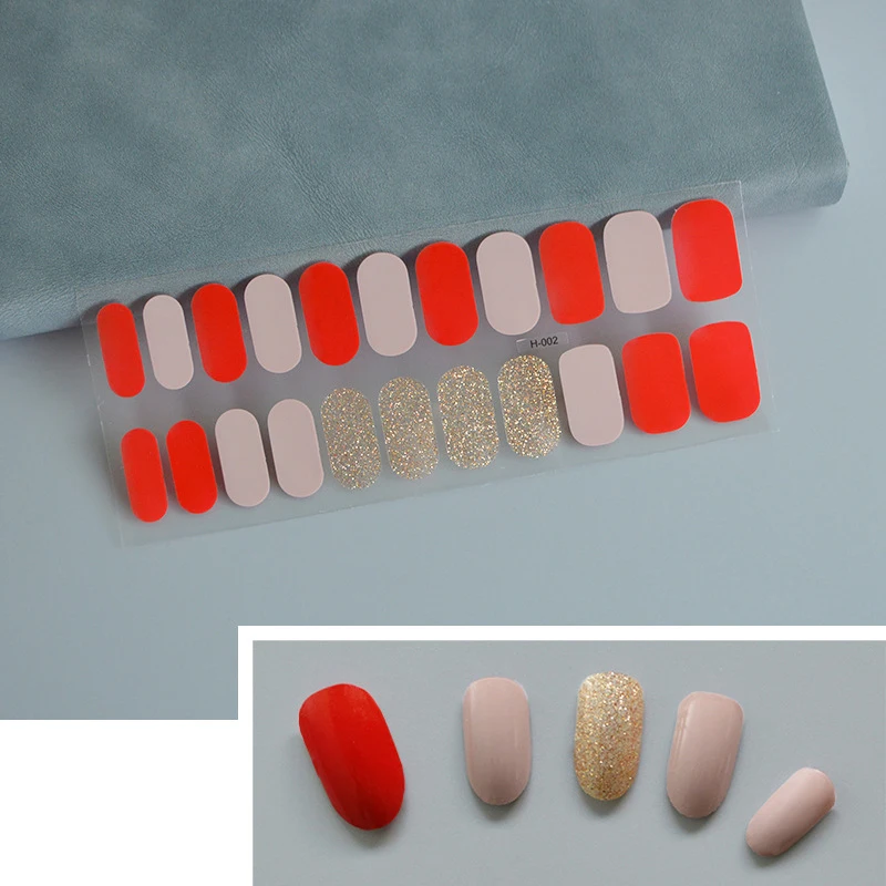 22 dita polimerizzazione completa involucri per unghie colore salto gradiente glitter paillettes smalto per unghie pellicola gel adesivo per unghie durevole impermeabile