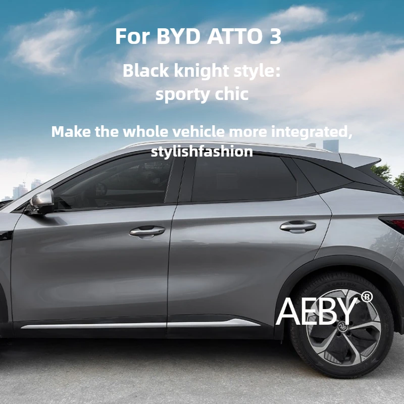 

AEBY For BYD ATTO 3 2022-2025 Glossy Beltline Cover Strip Kit,Car Window Chrome Trim Cover,Black Window Trim,Accessories