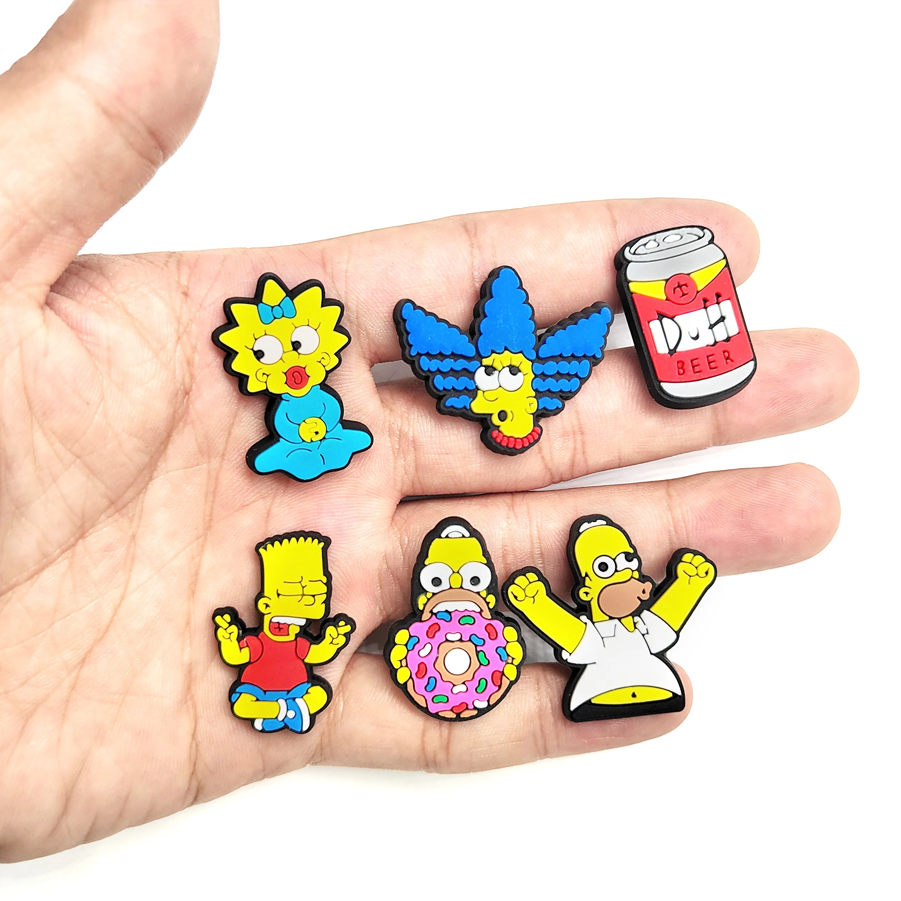 15Pcs/set Simpson Decoration Anime Shoe Charms Cute Sandals Shoes Accessories Kawaii PVC Badges DIY for Kid Christmas Gift