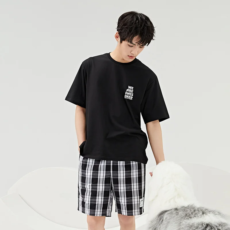 Semir Pajamas Set Men Cotton Fall Couple Set Man Short Sleeved Shorts Homewear Autumn